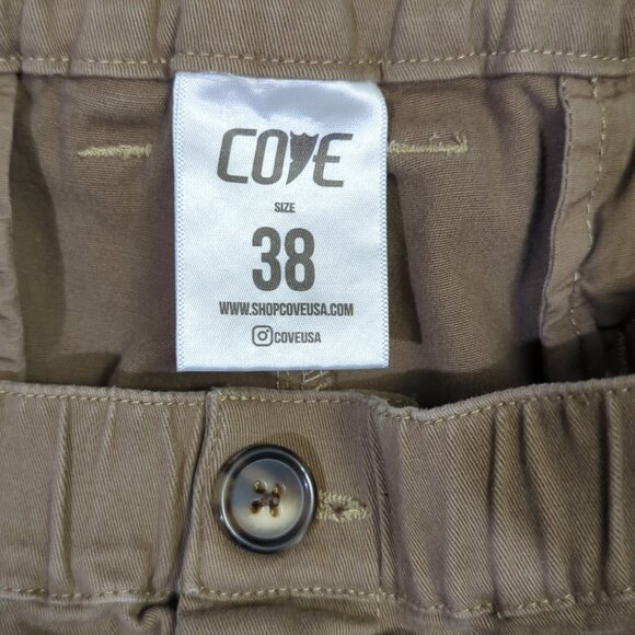 Cove USA Pants Men's 38 Olive Brown Chino Pants Stretch Elastic Waist Casual - Picture 9 of 11